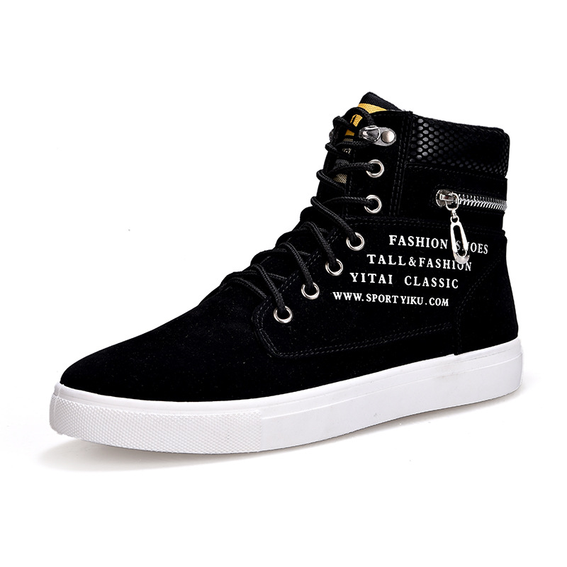 Sneaker Career - Męskie czarne sneakersy za kostkę sznurowane